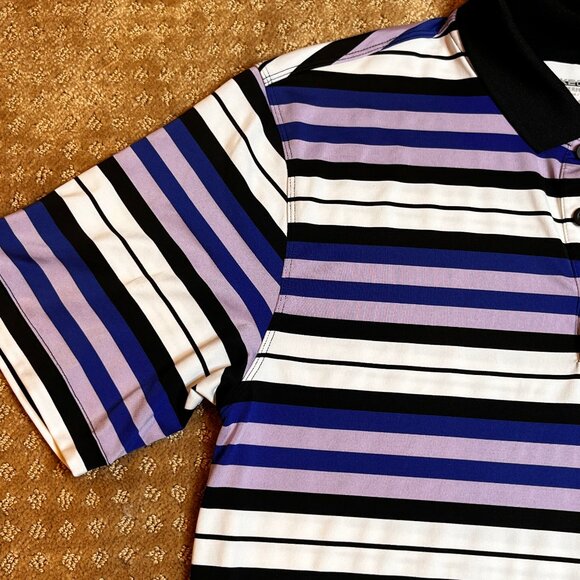 Nike Golf Dri-Fit Polo Shirt Mens Size M Short Sleeve Logo Purple Black White - Picture 5 of 9